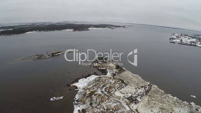 Bird Eye View of Old Wood House by Water