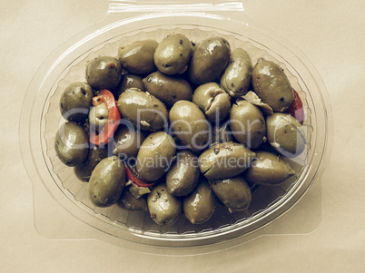 Green olives vegetables vintage desaturated