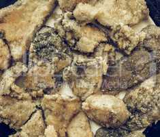 Fried porcini mushrooms vintage desaturated