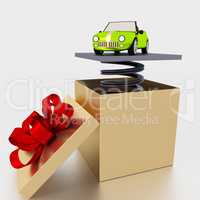 Opened gift box with cars, 3d illustration