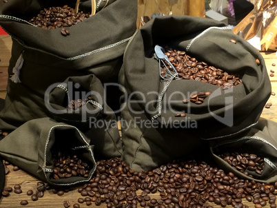 coffee beans on bags