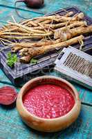 Fresh horseradish roots