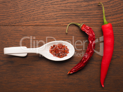Chili on a wooden table
