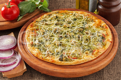 Pizza with spinach