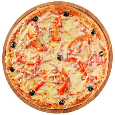 Classic pizza with tomatoes and red pepper