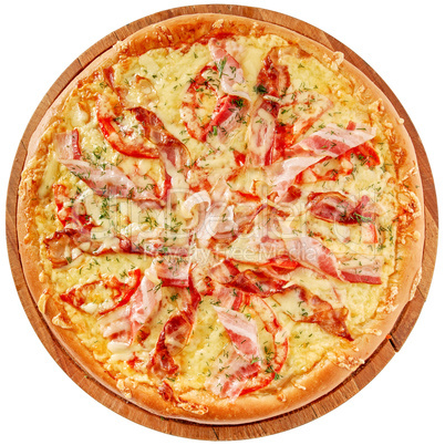 Pizza with bacon and chiken