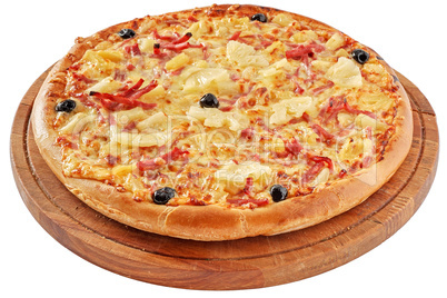 Pizza with ham and pineapple