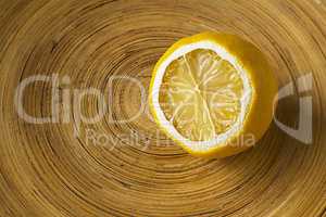 Mild Dried Lemon in a Wooden Bowl