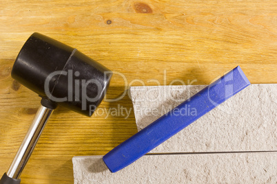 Rubber mallet and chisel