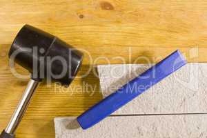 Rubber mallet and chisel