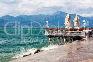 Stormy Garda lake in Italy