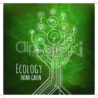 Ecology infographic elements and icons tree.