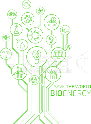 Ecology infographic elements and icons tree.