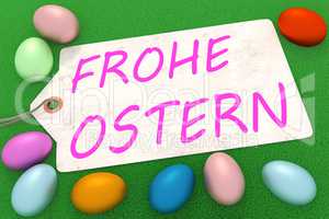 Easter eggs with sign and inscription, FROHE OSTERN