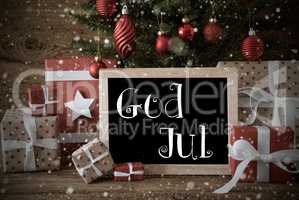 Nostalgic Tree, Snowflakes, God Jul Means Merry Christmas