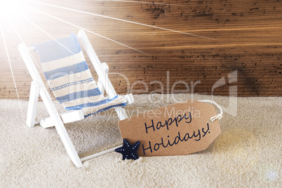 Summer Sunny Label And Text Happy Holidays