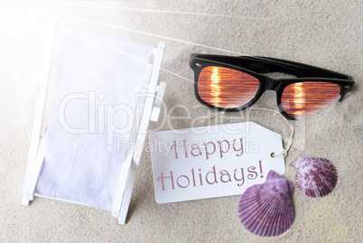 Sunny Flat Lay Summer Label Happy Holidays