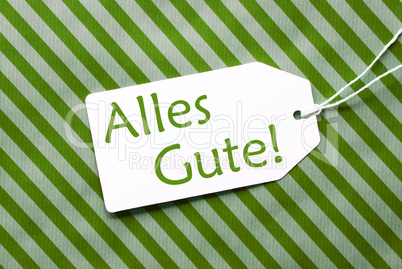 Label On Green Wrapping Paper, Alles Gute Means Best Wishes