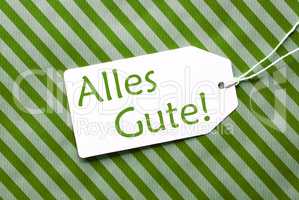 Label On Green Wrapping Paper, Alles Gute Means Best Wishes