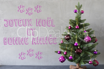 Christmas Tree, Cement Wall, Bonnee Annee Means New Year