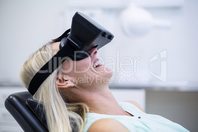 Woman using virtual glasses