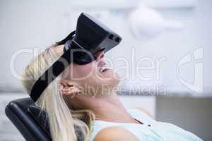 Woman using virtual glasses