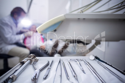 Dental tools on tray