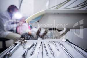 Dental tools on tray