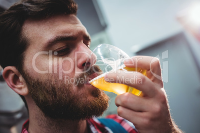 Manufacturer drinking beer at brewery