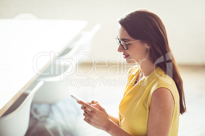 Female business executive using mobile phone