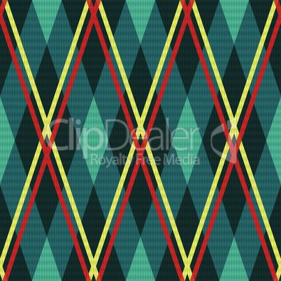 Rhombic seamless fabric pattern mainly in turquoise