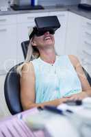 Woman using virtual glasses