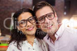 Couple smiling in office