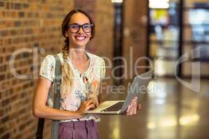 Business executive using laptop