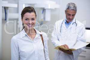 Female patient smiling at dental clinic