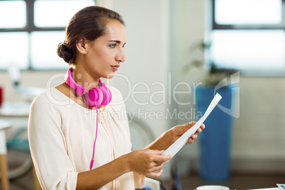 Business executive reading a document