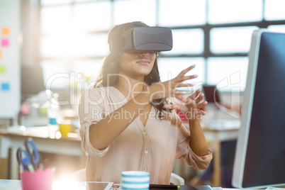 Businesswoman using virtual 3d glasses