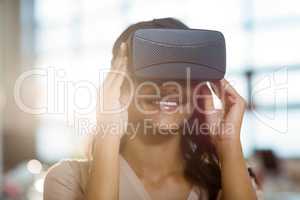 Businesswoman using virtual 3d glasses