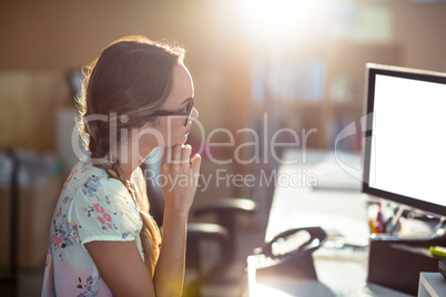 Woman working on computer