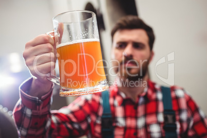 Manufacturer holding beer in jug