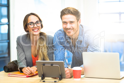 Business people smiling in office