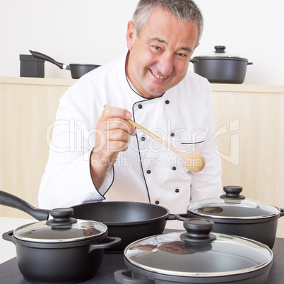 Cooking in the kitchen