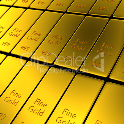 Gold bars, 3d rendering