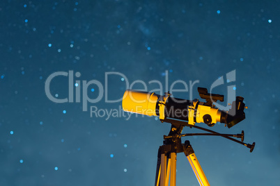 Astonomical Telescope Pointed at the Starry Sky in the Night