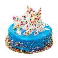 Birthday Blue Cake with Colorful Sprinkles