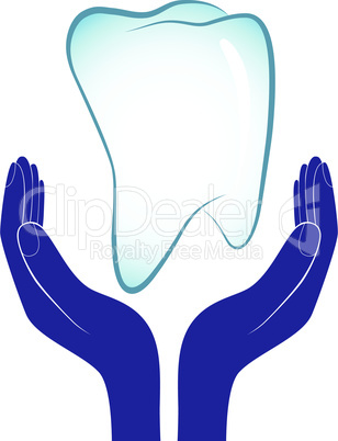 Dental care vector illustration. People hands encourage tooth health medicine.