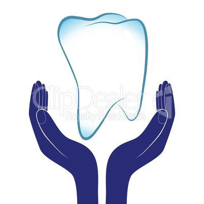 Dental care vector illustration. People hands encourage tooth health medicine.