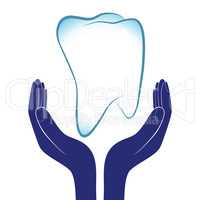 Dental care vector illustration. People hands encourage tooth health medicine.
