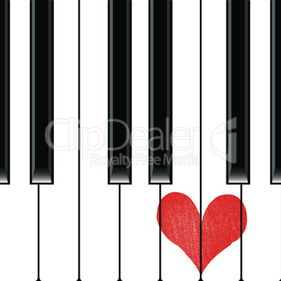Heart love music piano playing a song for valentine day vector background.