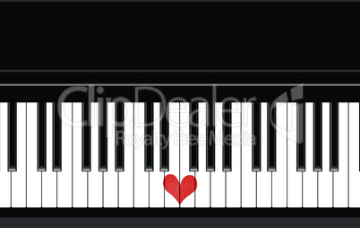 Heart love music piano playing a song for valentine day vector background.